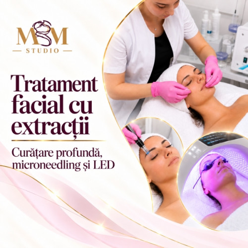 Tratament facial 3 în 1 cu curățare, extracții și microneedling la MBM Studio Ploiești