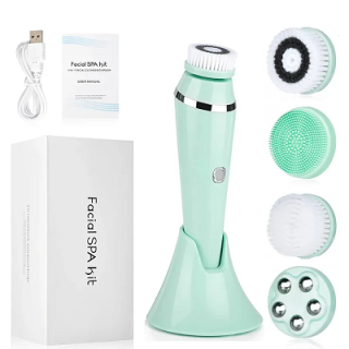 Perie electrica de curatare faciala 4in1, fara fir, reincarcabila, curatare, demachiere, masaj si lifting