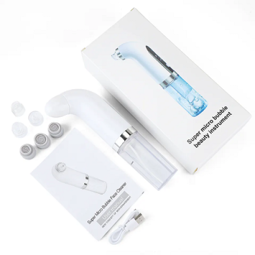 Aparat de Hidrodermabraziune pentru hidratare si curatare, indepartare puncte negre, incarcare USB, 3 moduri, 6 capete, Alb