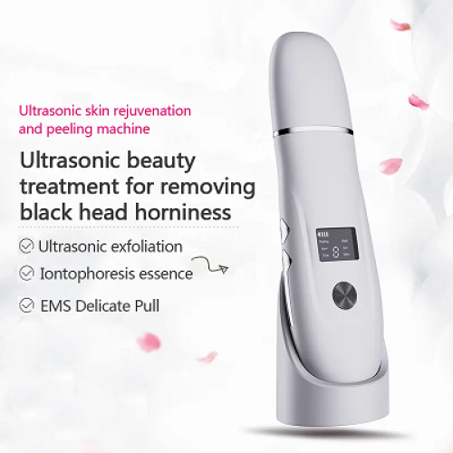 Aparat curatare faciala cu ultrasunete, indepartare puncte negre, hidratare, skin scrubber, peeling, curatare ten, alb