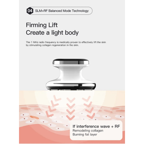 Aparat de slabit 5 in1 cu radiofrecventa RF, stimulare musculara EMS si 4 tipuri de lumini foton led, alb