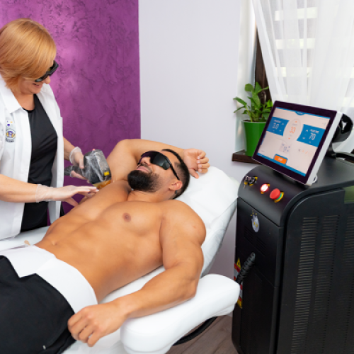Epilare definitivă laser bărbați - zone medii (gât/eafă/umeri/omoplați/lombar/pectorali/abdomen/axile/fese)