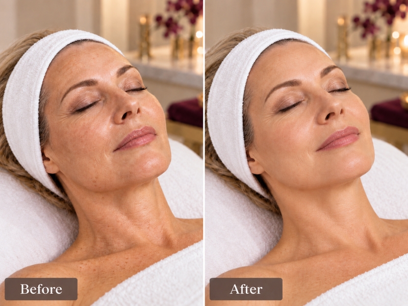 Înainte și după peeling chimic anti-aging pentru ten matur la MBM STUDIO Ploiești