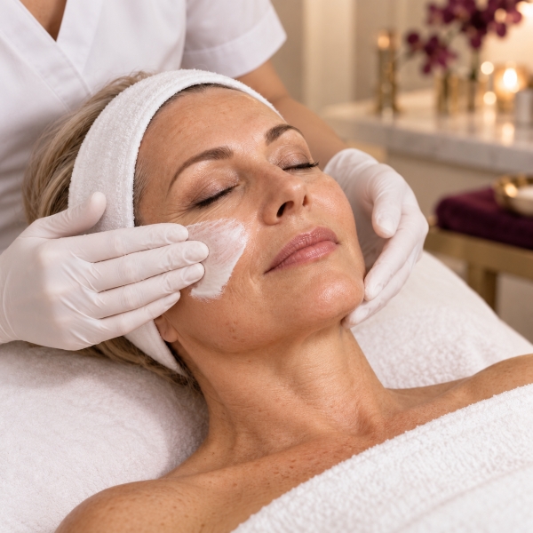 Aplicare protecție SPF după peeling chimic anti-aging la MBM STUDIO Ploiești