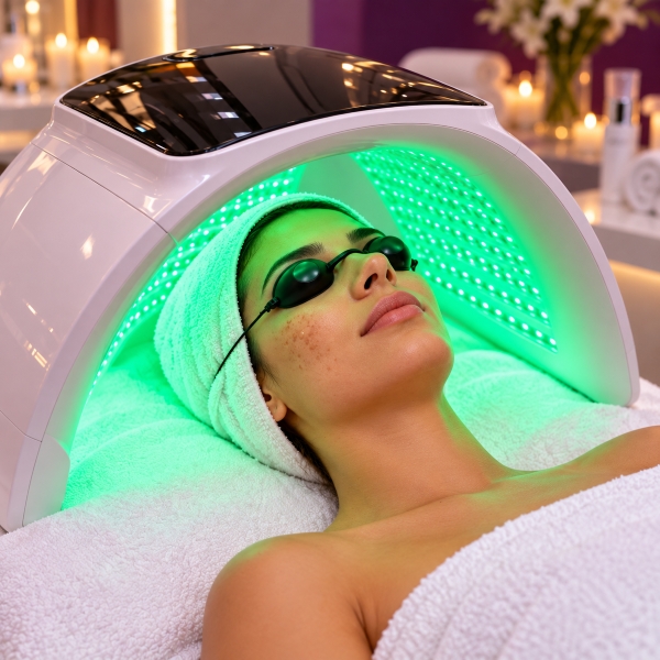 LED terapie după tratamentul BB Glow cu microneedling la MBM STUDIO Ploiești