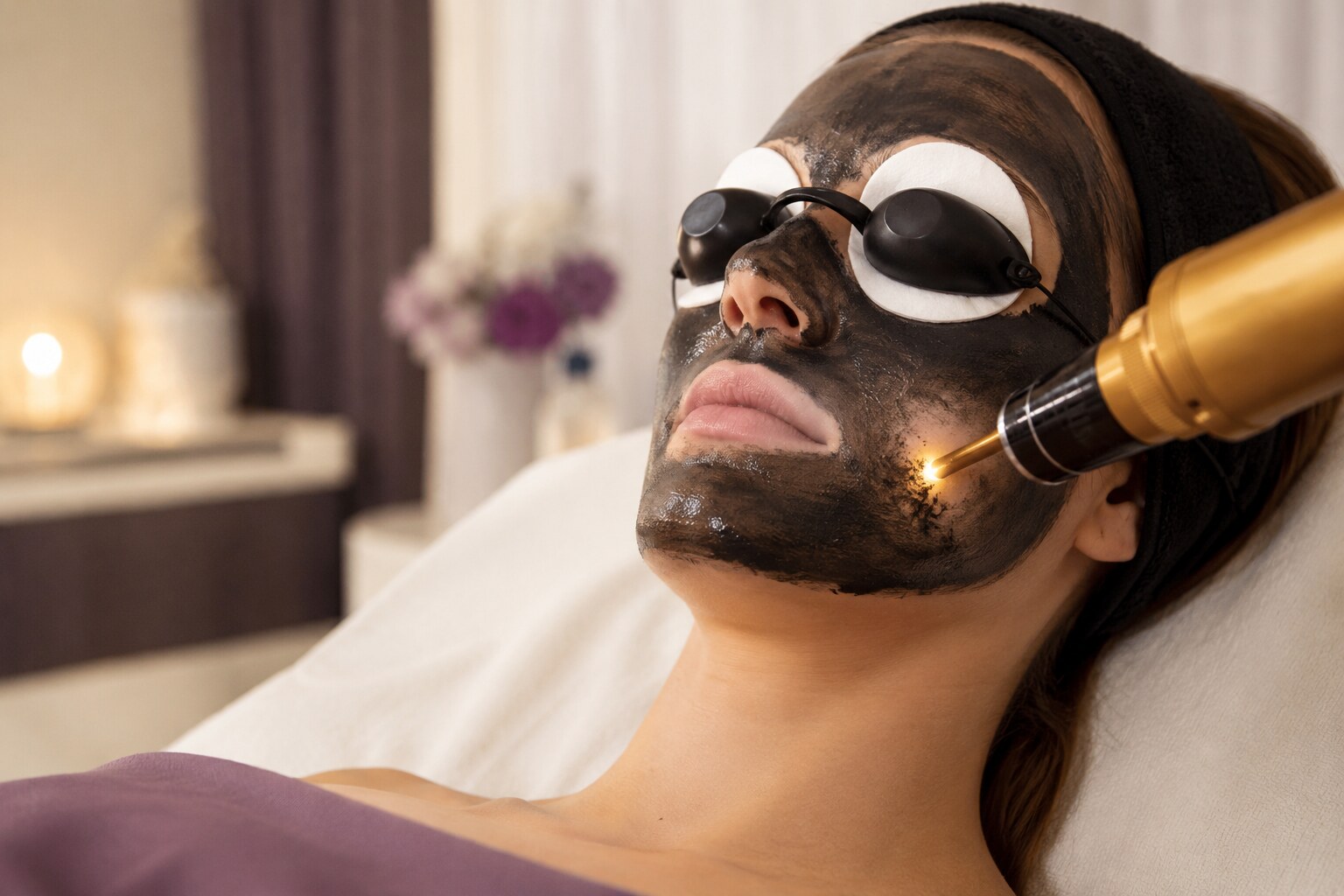 Activare carbon cu laser pentru pori și sebum în tratamentul Carbon Peel Ploiești