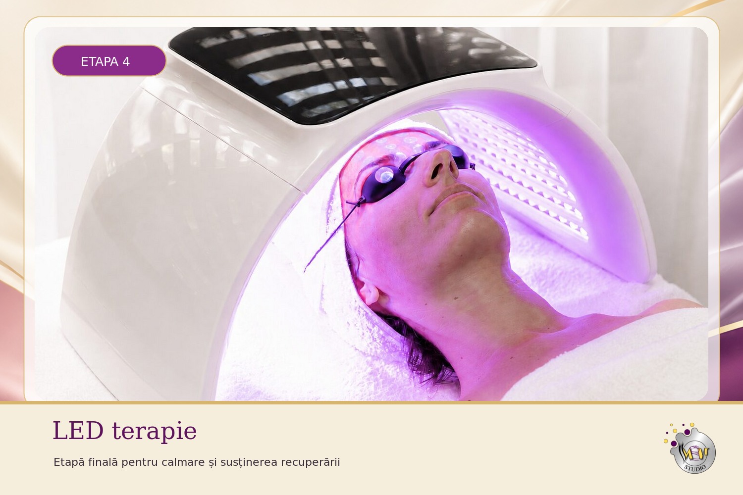 LED terapie pentru calmare după Carbon Peel și microneedling în Total Beauty 4 în 1