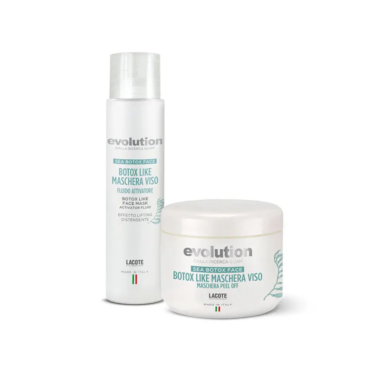 Activator și alginat pentru masca peel-off Botox-Like Mască peel-off Sea Botox Face cu activator lichid și pudră de alginat Evolution by GUAM